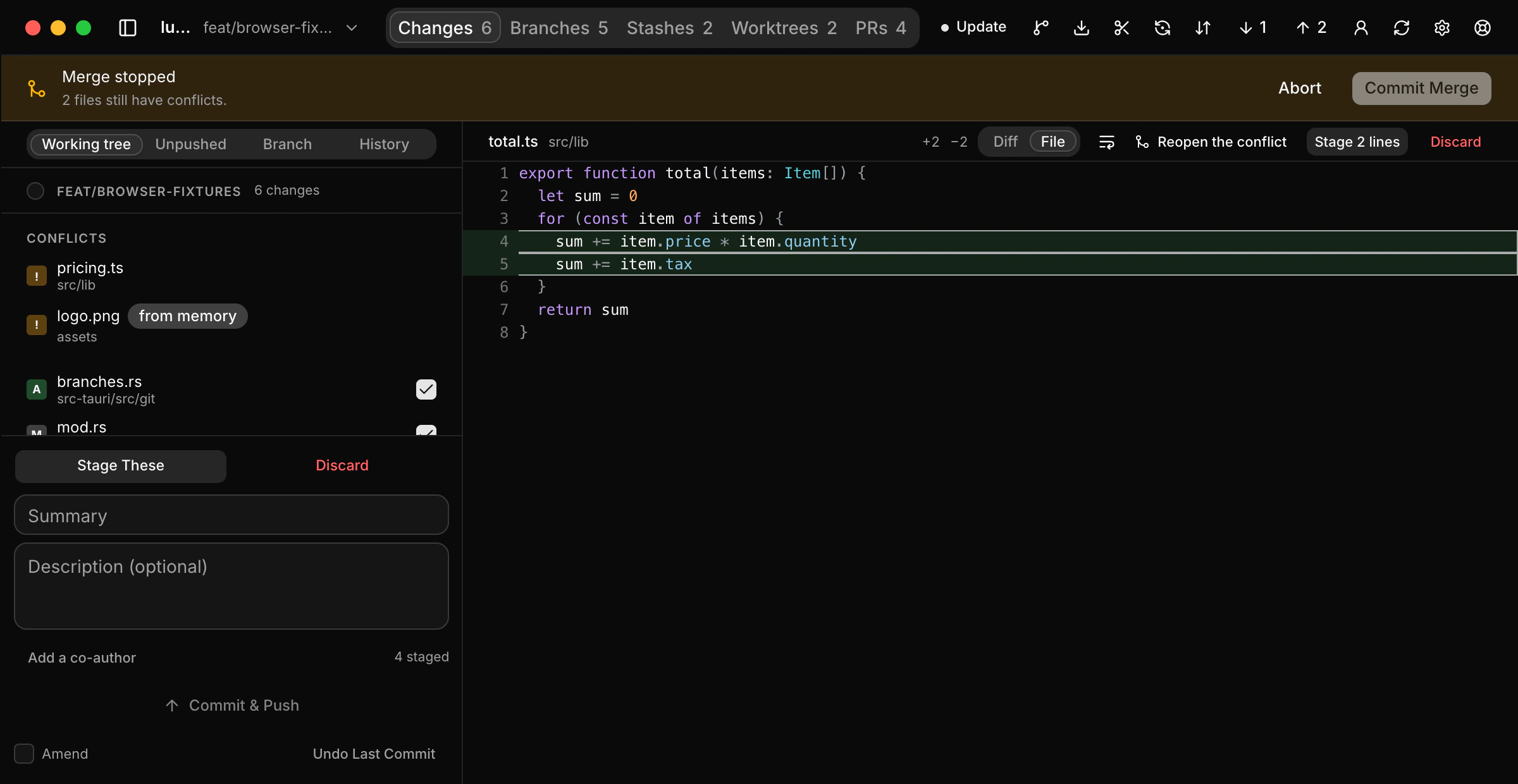 Line-level staging
